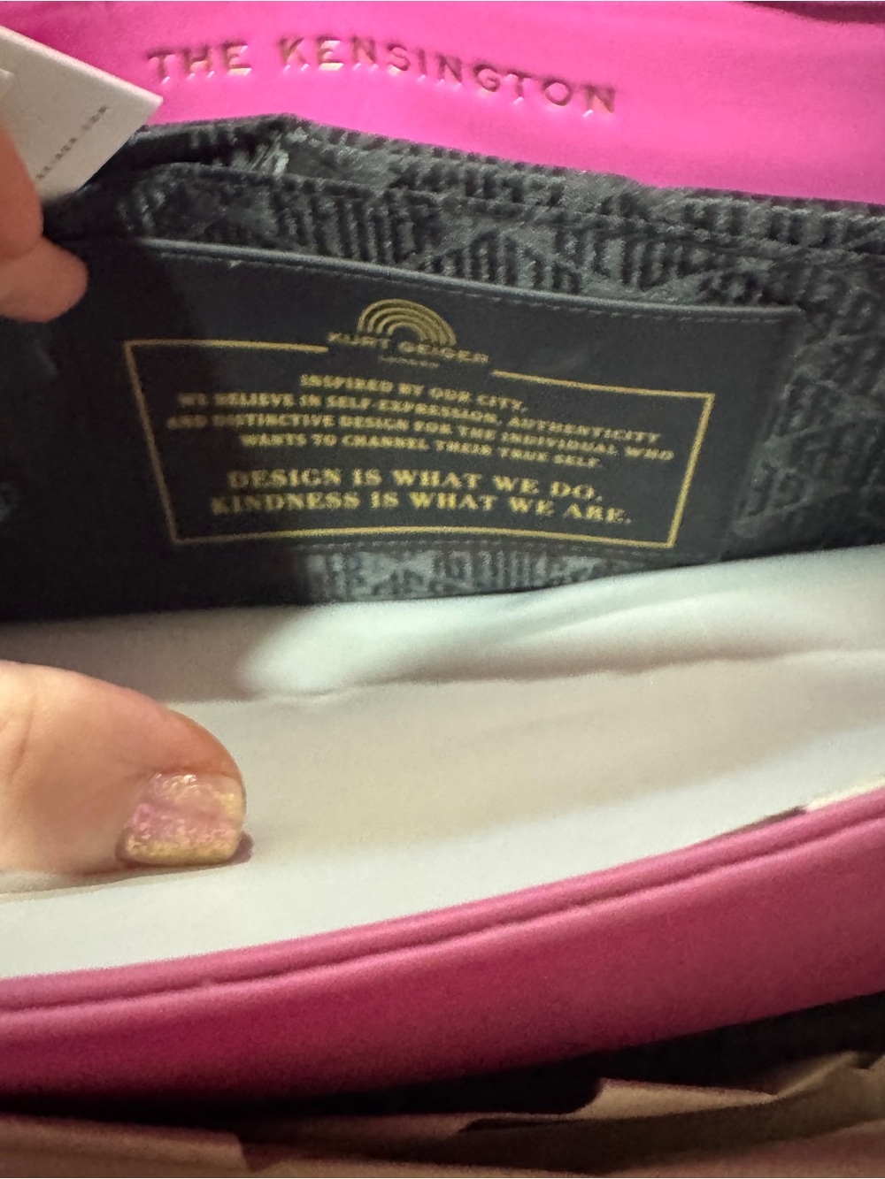 Kurt Geiger MACRO KENSINGTON BAG Pink Faux Shearling, Large!! NWT! - Picture 15 of 16